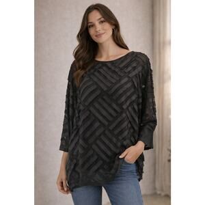 IC by Connie K Black Geometric Tunic XL Lagenlook USA New With Tags